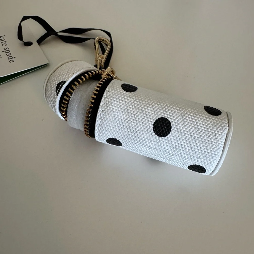 Kate Spade x Target Polka Dot Lipstick Bag Charm Keychain Pouch NWT - Picture 2 of 5